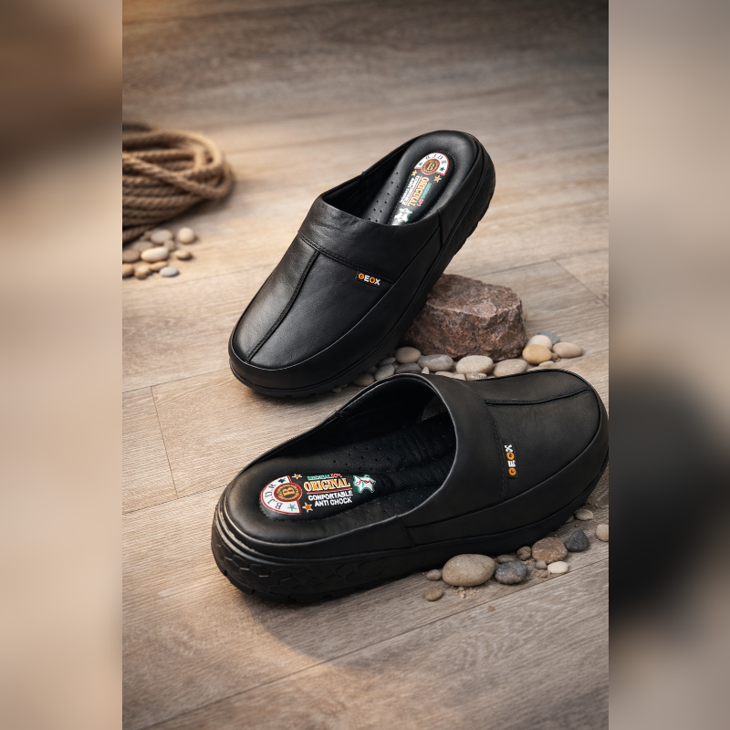 Mules en cuir noir pour homme – Confort et élégance